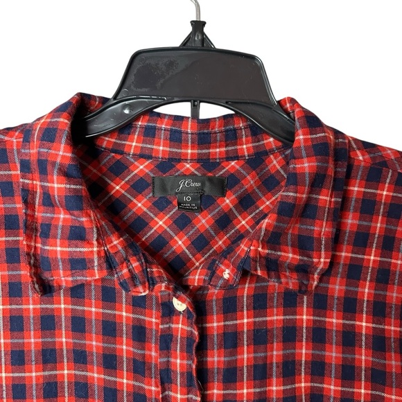 J. Crew Red Blue 100% Cotton Button Down Shirt Size 10 - Picture 3 of 9